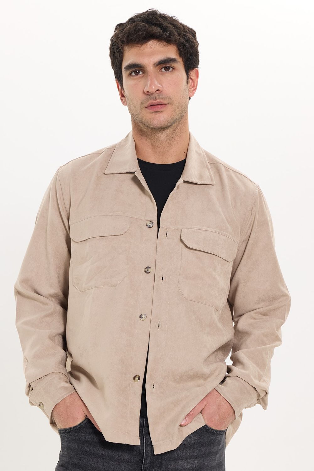 REGULAR FIT LONG SLV SUEDE PLAIN UNTE GÖMLEK CEKET