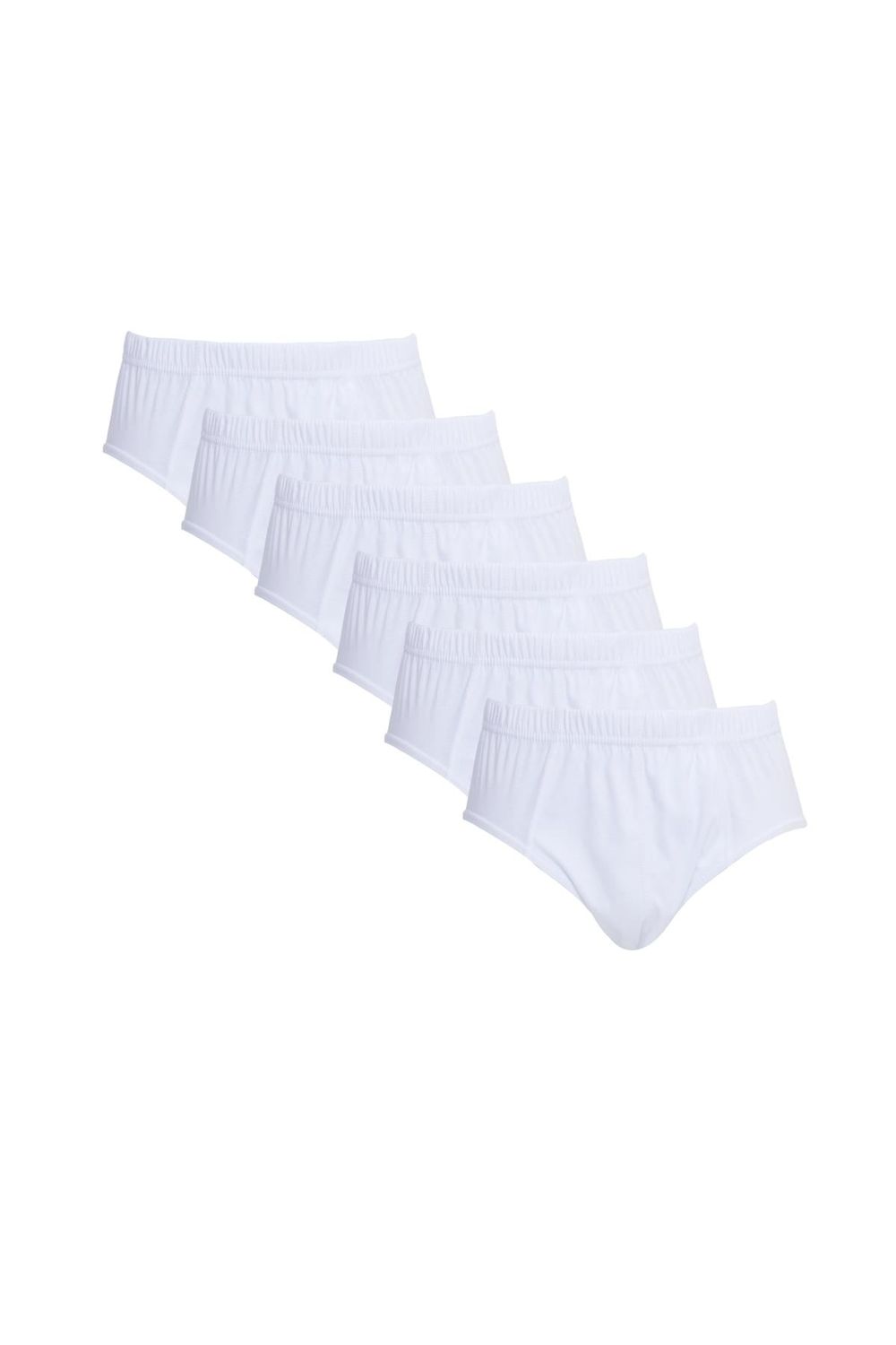 Erkek 6'lı Paket Lastikli %100 Pamuk Beyaz Slip Külot