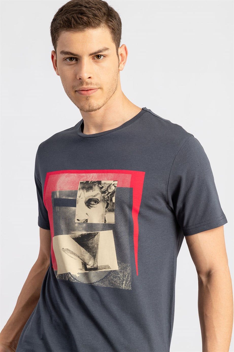 Slim Fit  Baskılı Basic Bisiklet Yaka Erkek t-shirt