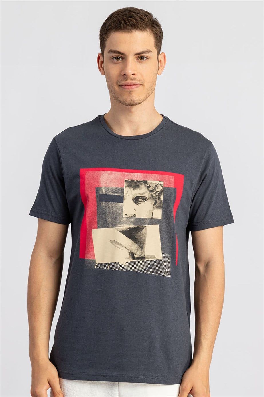 Slim Fit  Baskılı Basic Bisiklet Yaka Erkek t-shirt