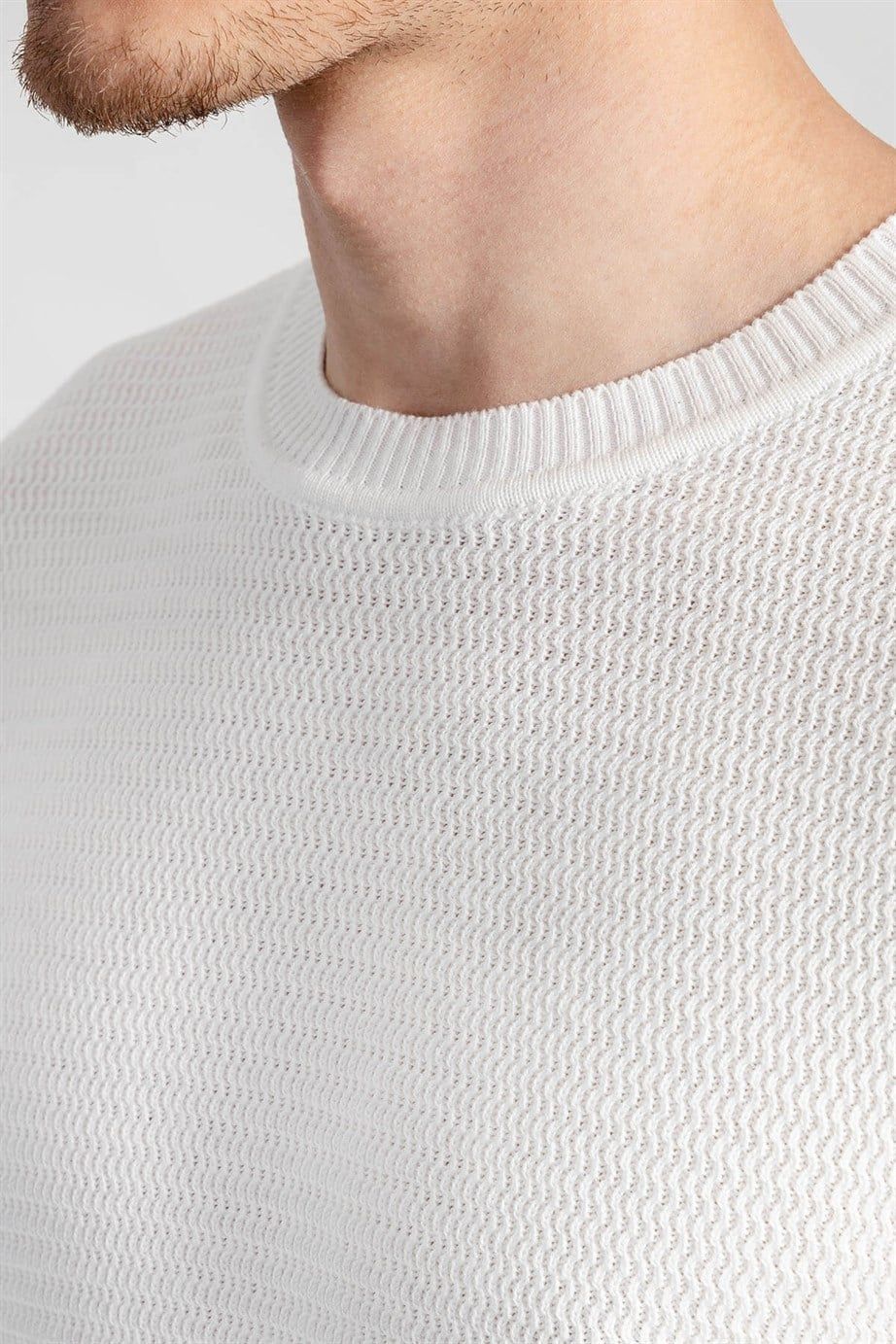 Slim Fit Dar Kesim Armürlü Erkek Kazak