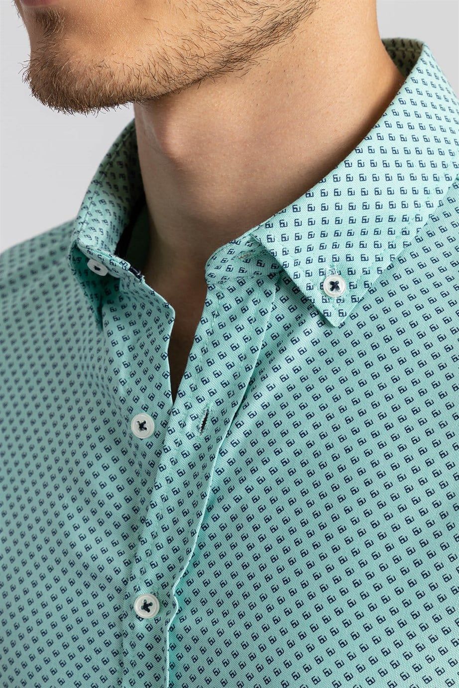 Slim Fit Dar Kesim Desenli Erkek Gömlek