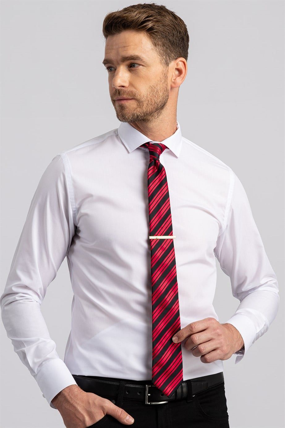 Slim Fit Dar Kesim Düz Erkek Gömlek