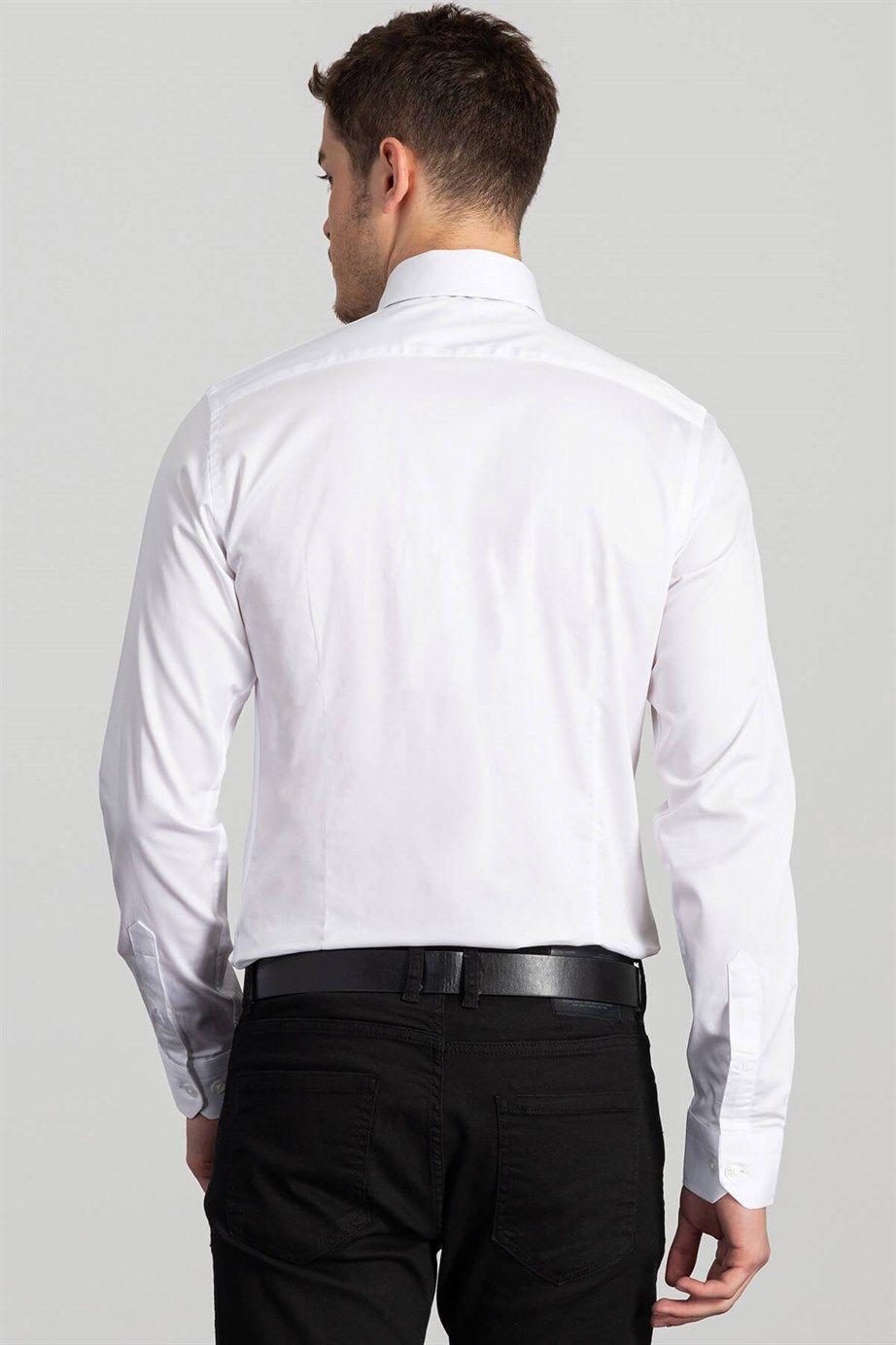 Slim Fit Dar Kesim Pamuk Saten, Erkek Gömlek