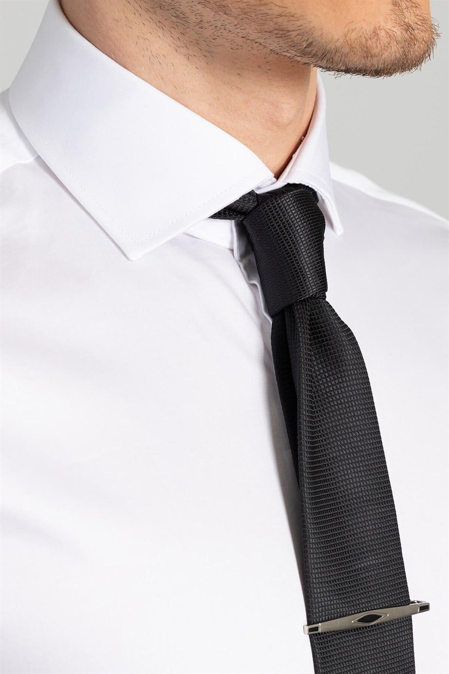 Slim Fit Dar Kesim Pamuk Saten, Erkek Gömlek