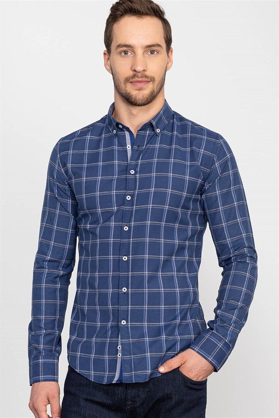 SLIM FIT LONG SLV CHECK AZTEC  GÖMLEK SLIM FIT CHECKED