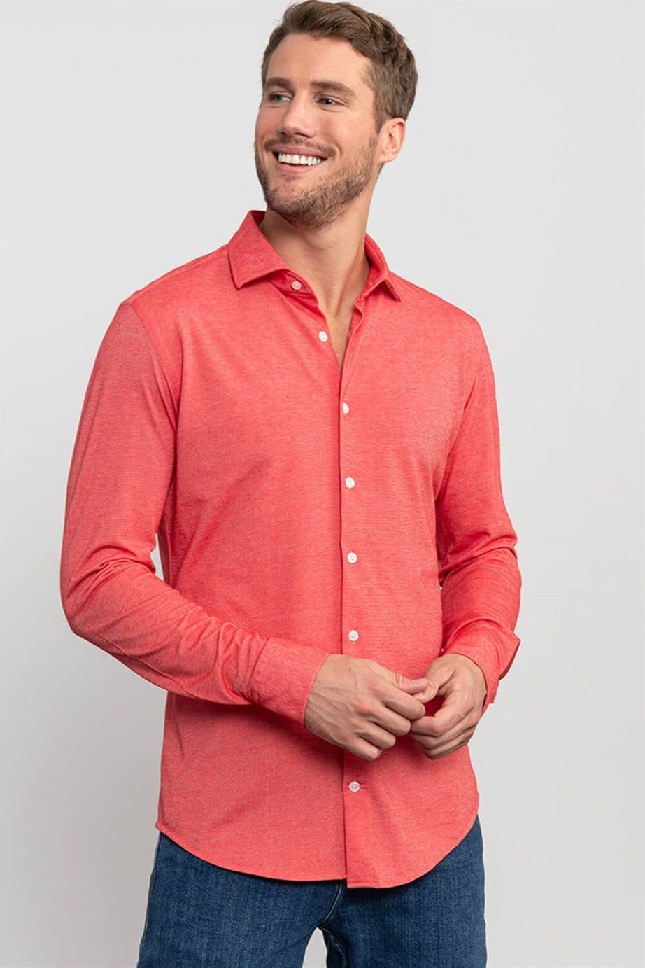 SLIM FIT LONG SLV GUILANO   GÖMLEK KNITTED SHIRTS