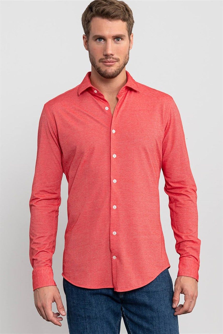 SLIM FIT LONG SLV GUILANO   GÖMLEK KNITTED SHIRTS
