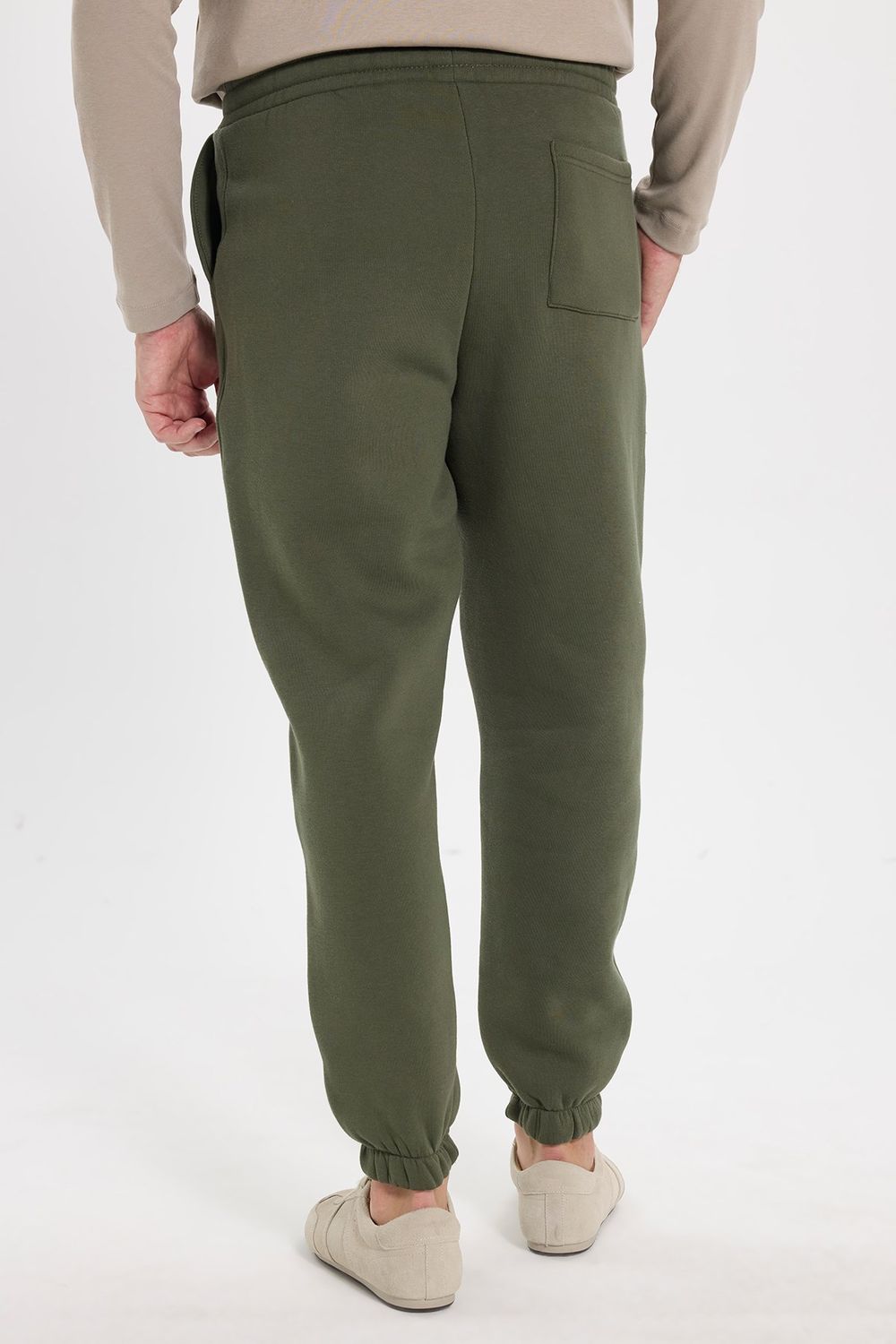 Unisex Relax Fit Rahat Kesim Şardonlu 3 Cepli Lastikli Jogger Paça Yeşil Eşofman Altı