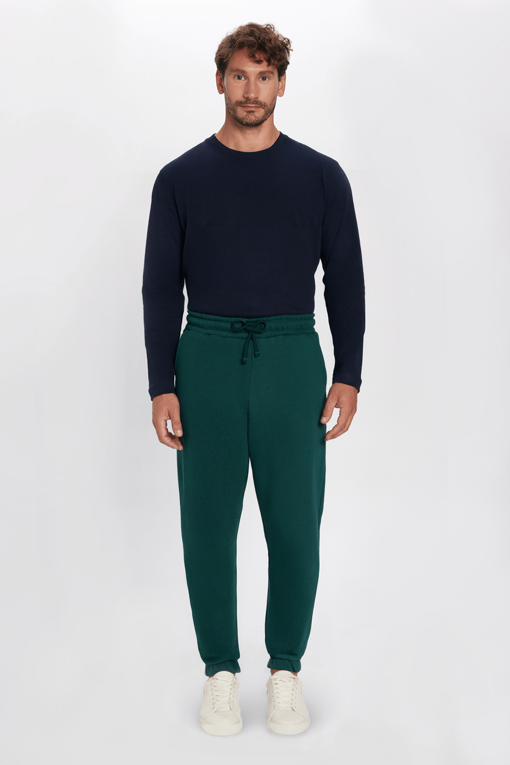 Unisex Relax Fit Rahat Kesim Şardonlu 3 Cepli Lastikli Jogger Paça Yeşil Eşofman Altı