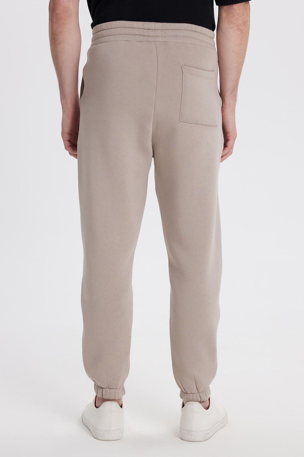 Unisex Relax Fit Rahat Kesim Şardonlu 3 Cepli Lastikli Jogger Paça Bej Eşofman Altı