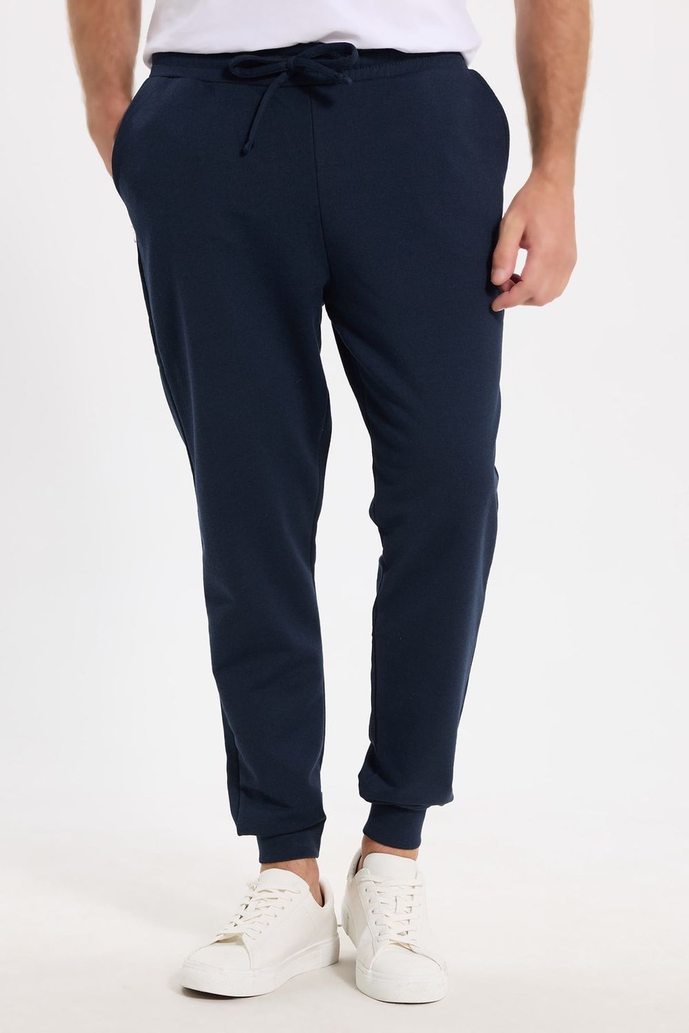 Erkek Regular Fit Klasik Kesim Beli Bağcıklı Jogger Cepli Lastikli Paça Lacivert Eşofman Altı
