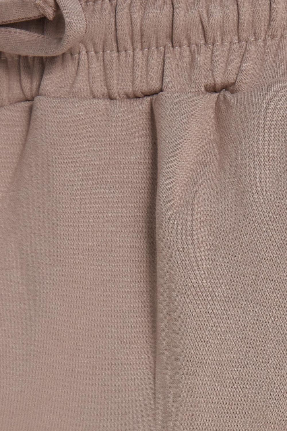 Erkek Slim Fit Dar Kesim Beli Bağcıklı 3 Cepli Geniş Paça Koyu Vizon Eşofman Altı