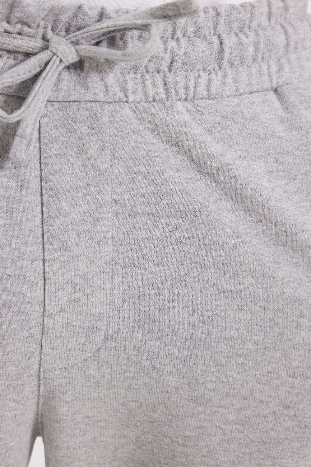 Erkek Gri Pamuklu Baggy Fit Rahat Kesim Beli Bağcıklı Yan Cepli Örme Eşofman Altı
