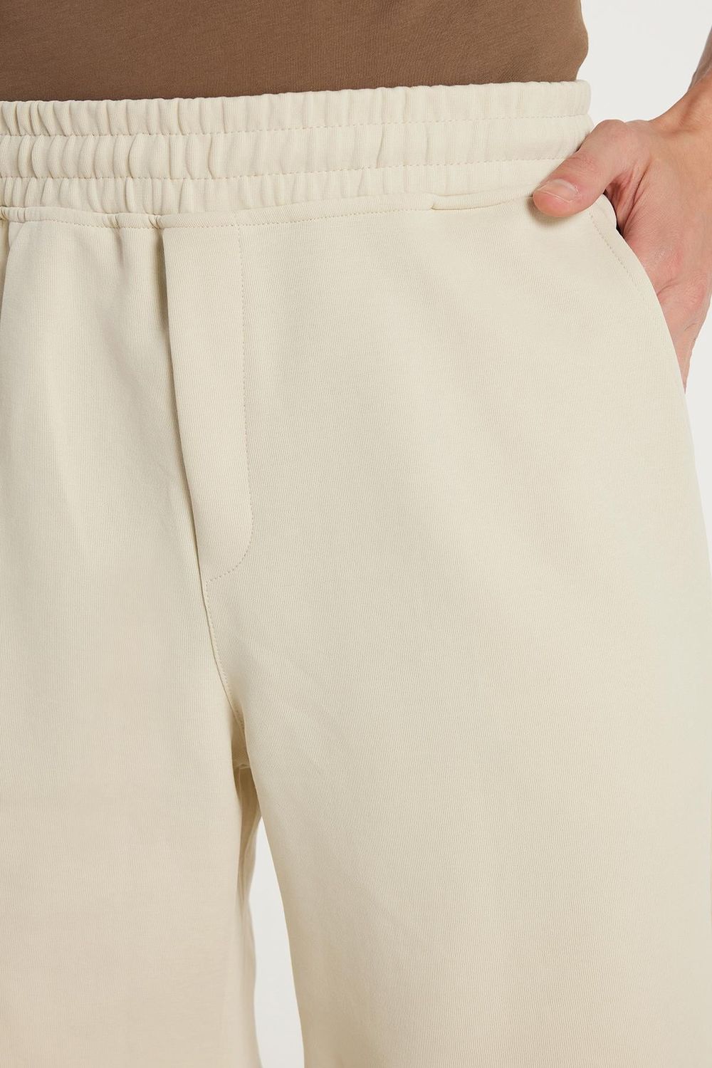 Erkek Regular Fit Klasik Kesim 3 cepli Beli Lastikli Ekru Şort