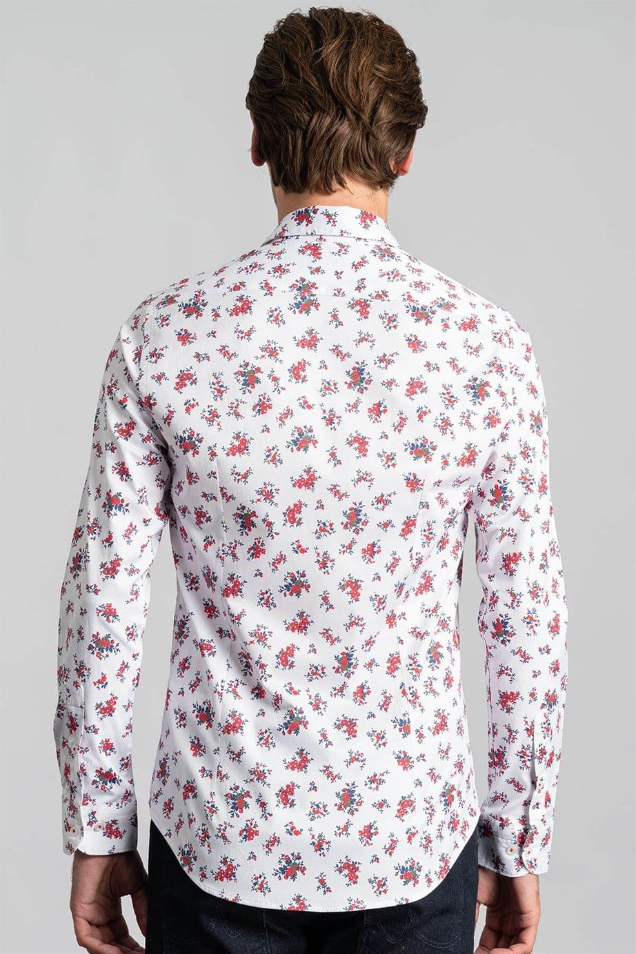 Super Slim Fit Baskılı Desenli Likralı Erkek Gömlek