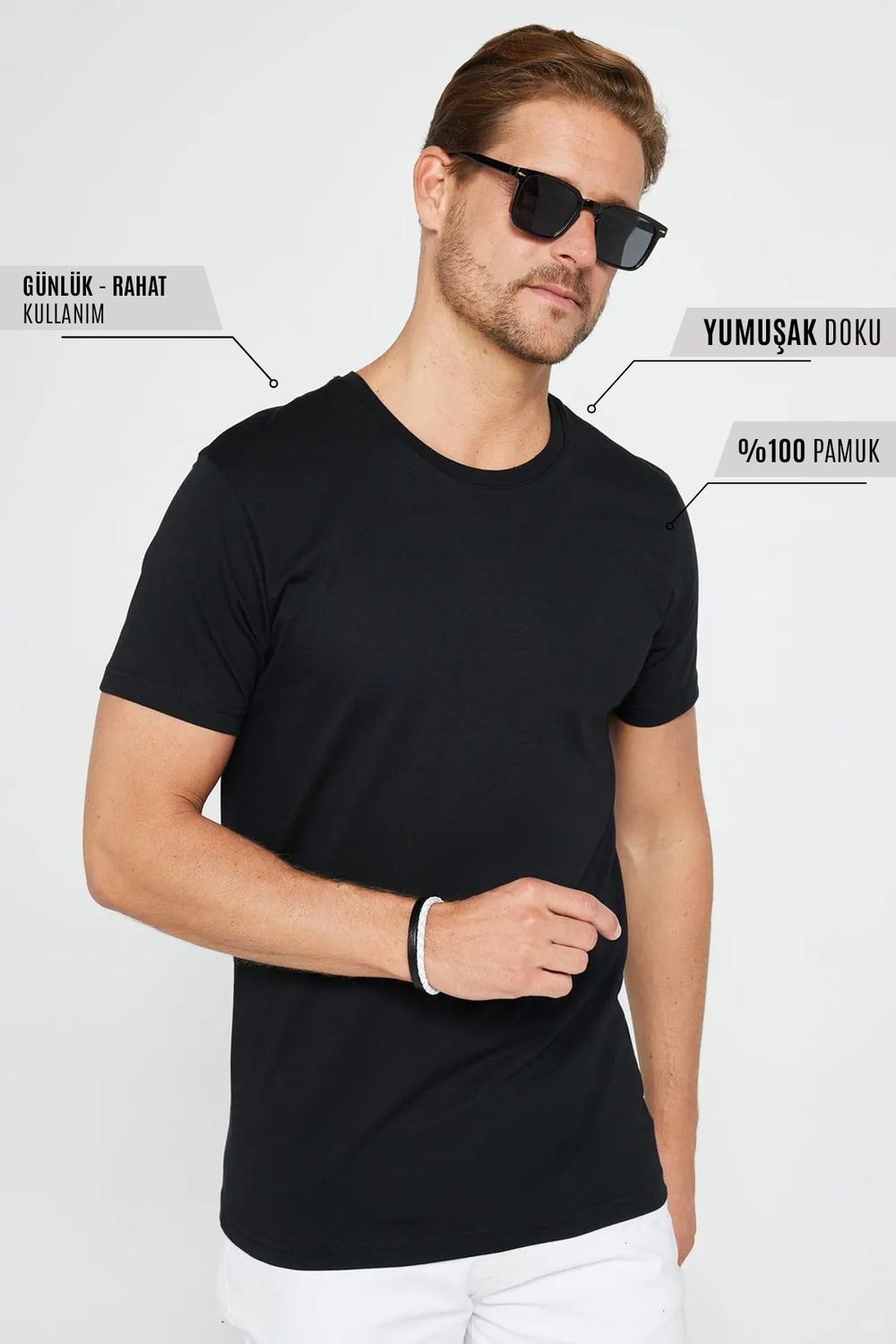 Unisex Slim Fit Dar Kesim %100 Pamuk Yumuşak Dokulu Siyah Bisiklet Yaka Tişört
