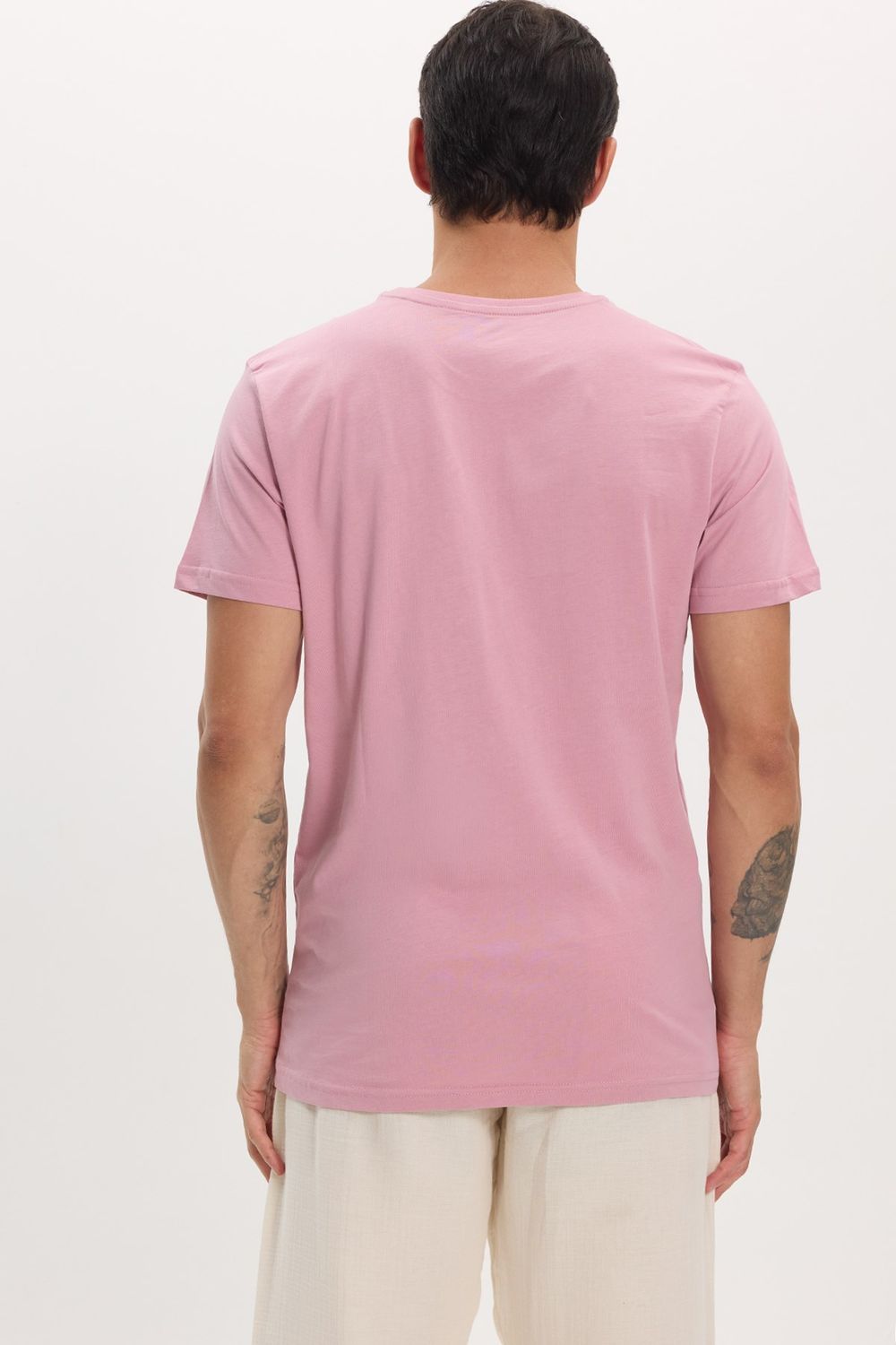 Unisex Slim Fit Dar Kesim %100 Pamuk Yumuşak Dokulu Lila Bisiklet Yaka Tişört