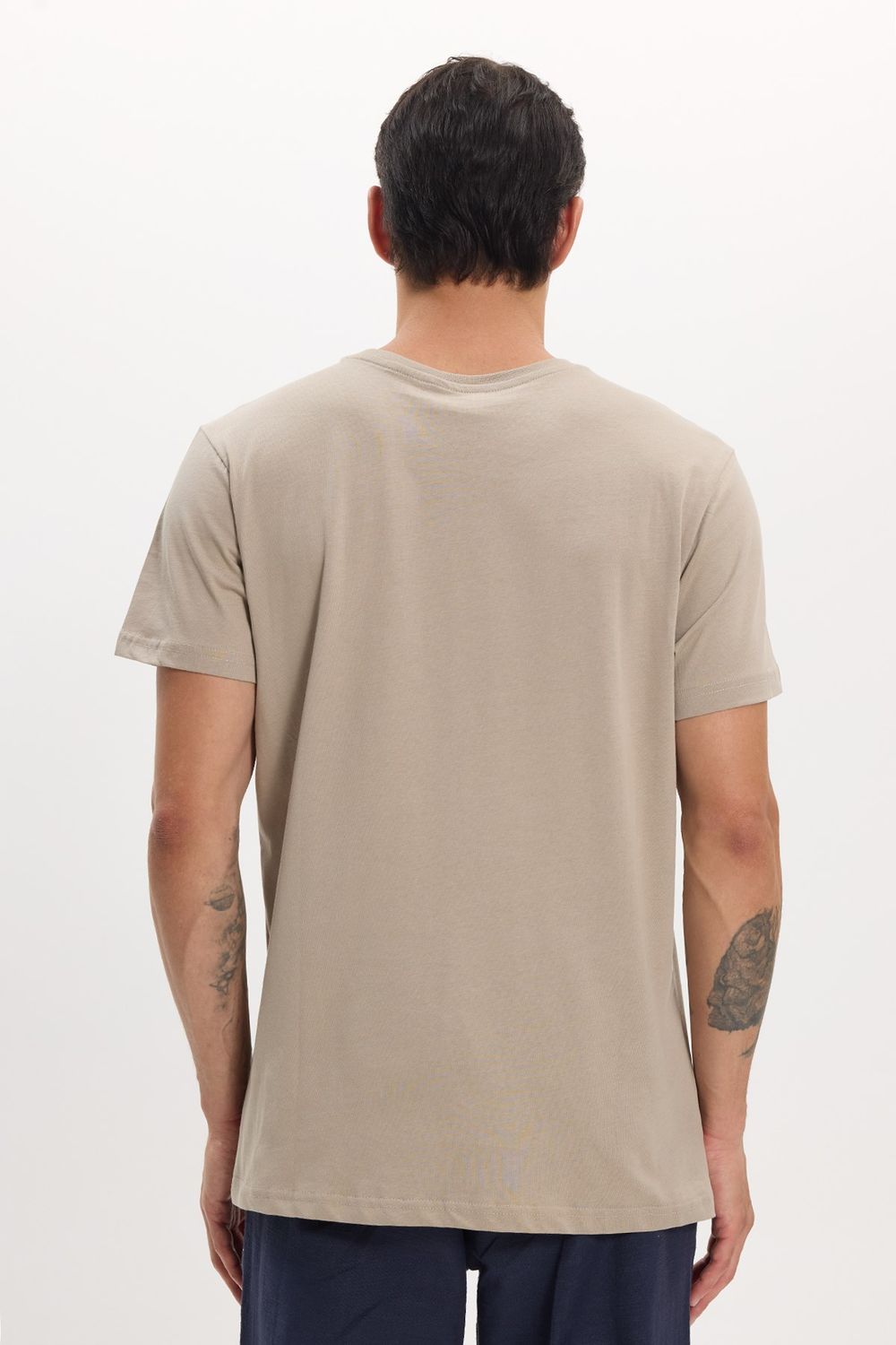Unisex Slim Fit Dar Kesim %100 Pamuk Yumuşak Dokulu Vizon Bisiklet Yaka Tişört