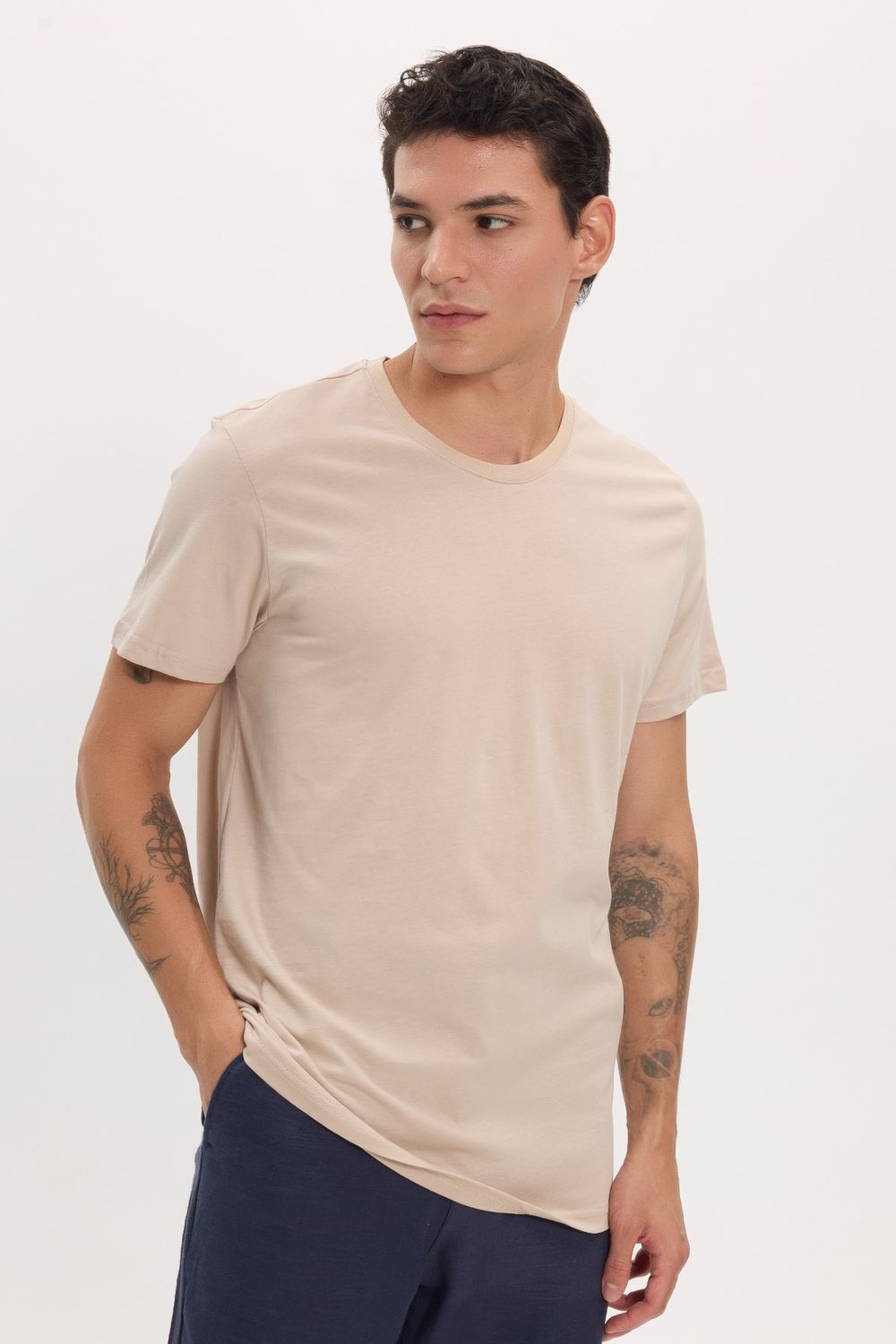 Unisex Slim Fit Dar Kesim %100 Pamuk Yumuşak Dokulu Taş Bisiklet Yaka Tişört