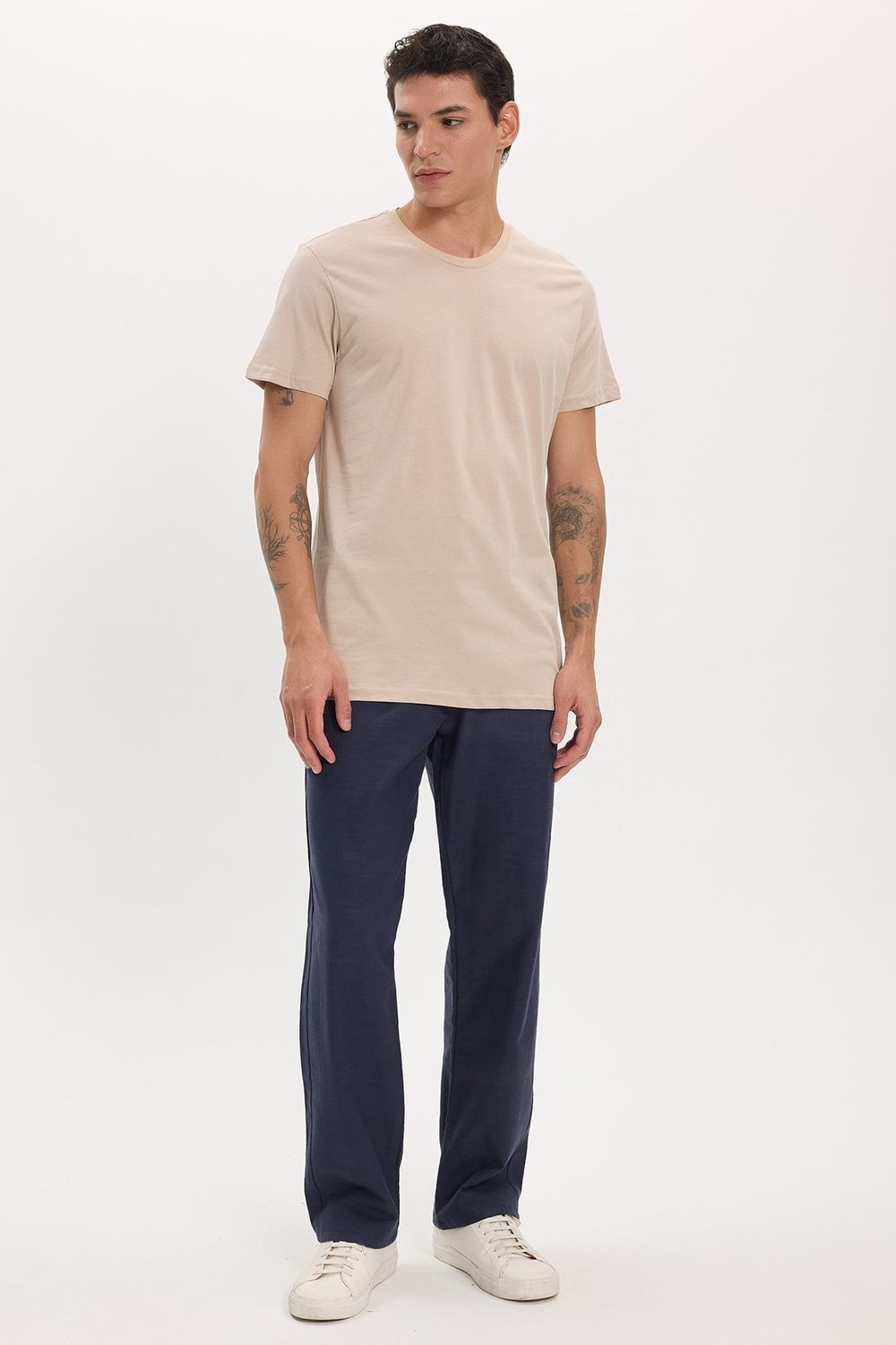 Unisex Slim Fit Dar Kesim %100 Pamuk Yumuşak Dokulu Taş Bisiklet Yaka Tişört