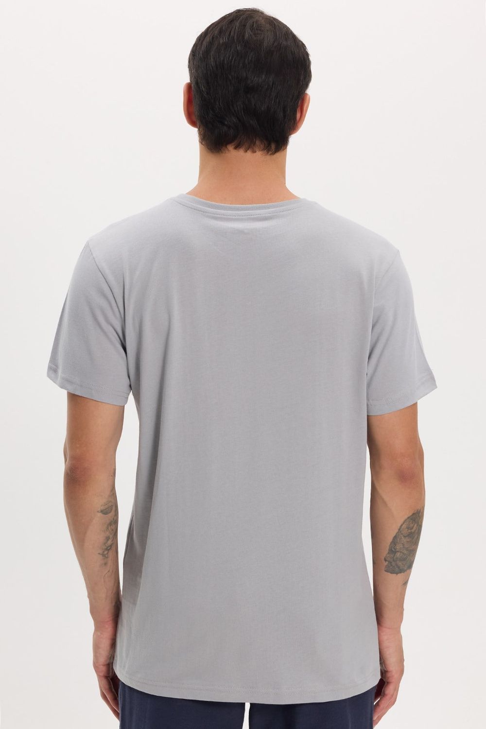 Unisex Slim Fit Dar Kesim %100 Pamuk Yumuşak Dokulu Gri Bisiklet Yaka Tişört