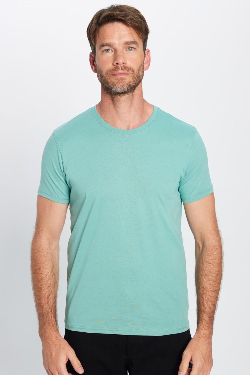 Erkek Slim Fit Dar Kesim %100 Pamuk Yumuşak Dokulu Yeşil Bisiklet Yaka Tişört