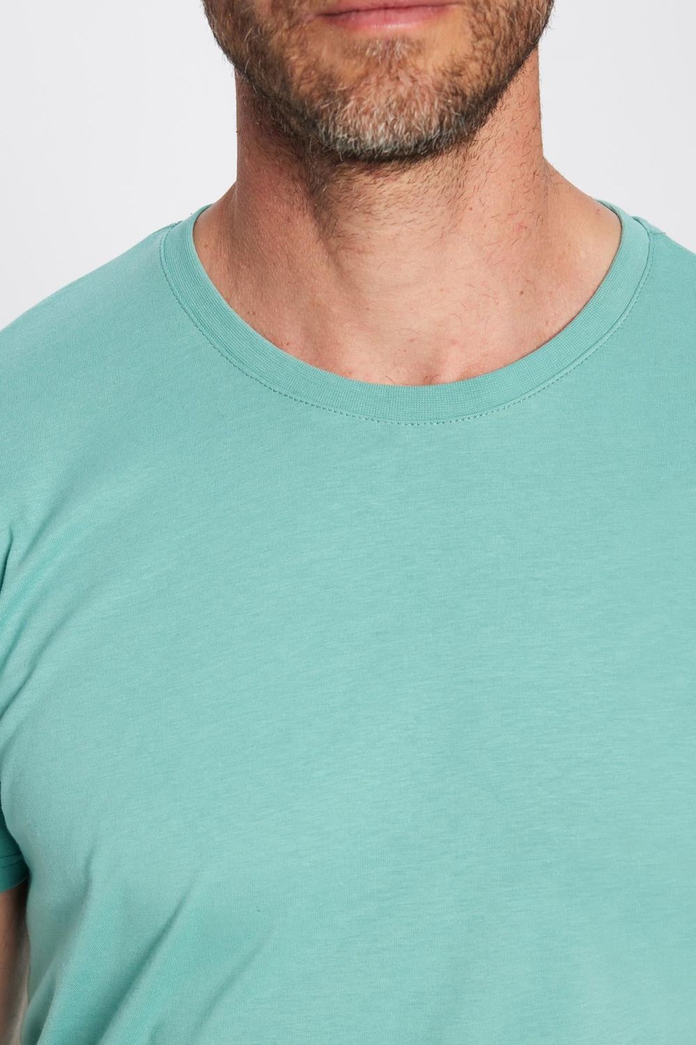 Erkek Slim Fit Dar Kesim %100 Pamuk Yumuşak Dokulu Yeşil Bisiklet Yaka Tişört