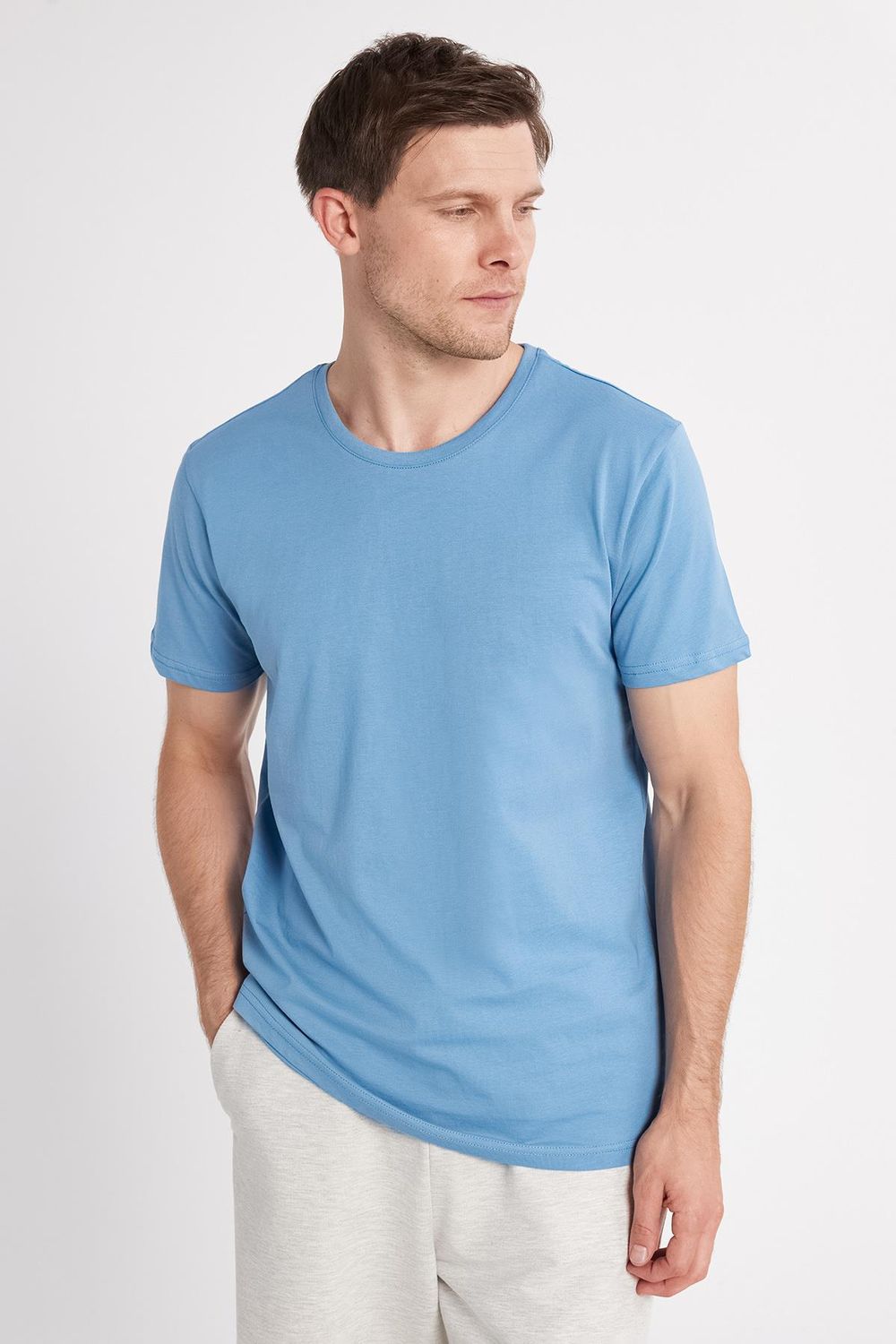 Unisex 5'li Paket Siyah-Beyaz-Haki-Bordo-Vizon Slim Fit Dar Kesim %100 Pamuk Bisiklet Yaka Tişört