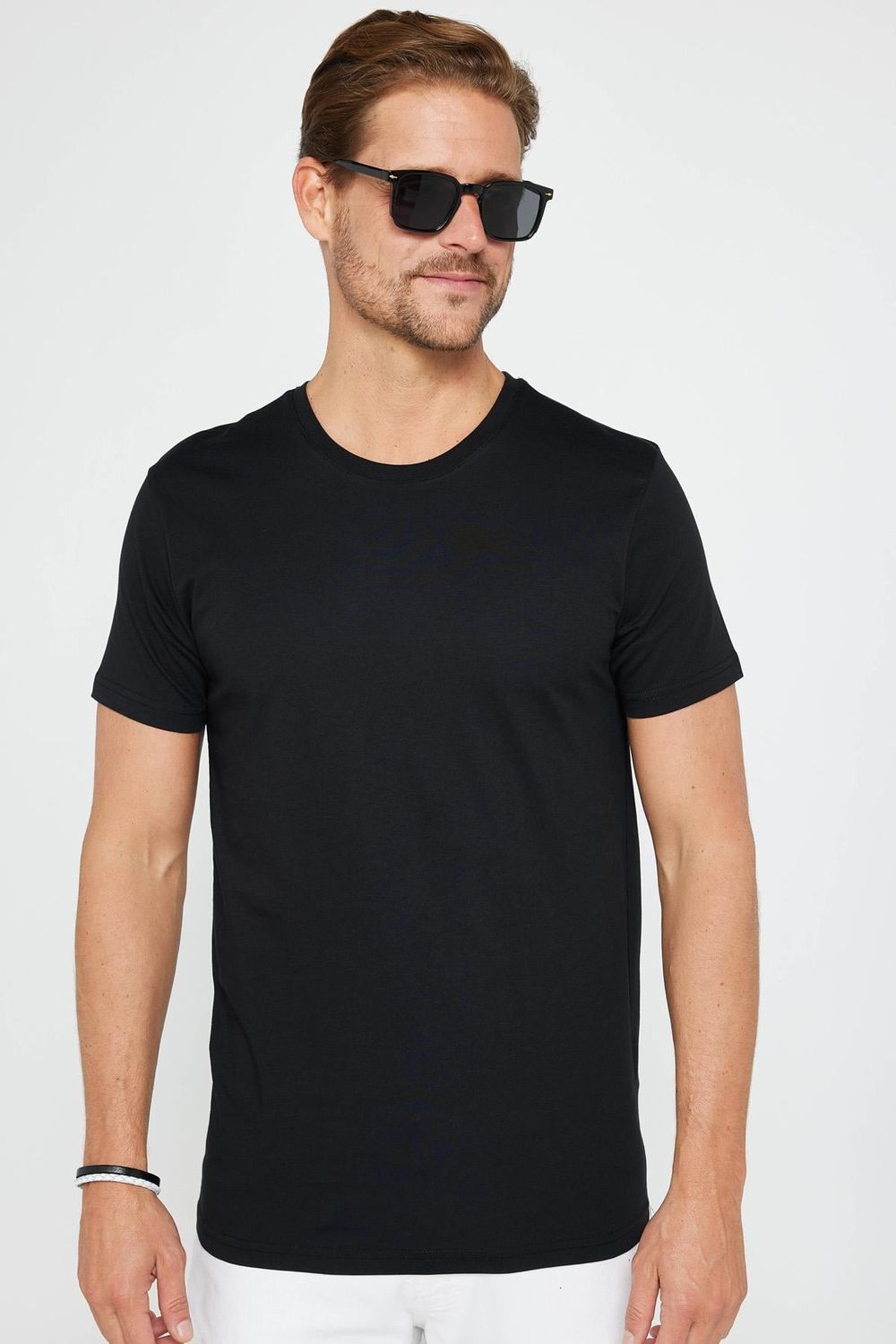 Erkek Slim Fit Dar Kesim Bisiklet Yaka %100 Organik Pamuk Yumuşak Dokulu Kısa Kol Tişört