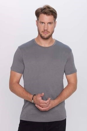 Unisex 10'lu Pkt Siyah-Beyaz-Vizon-Yeşil-Lacivert-Gri-Bordo Slim Fit %100 Pamuk Bisiklet Yaka Tişört