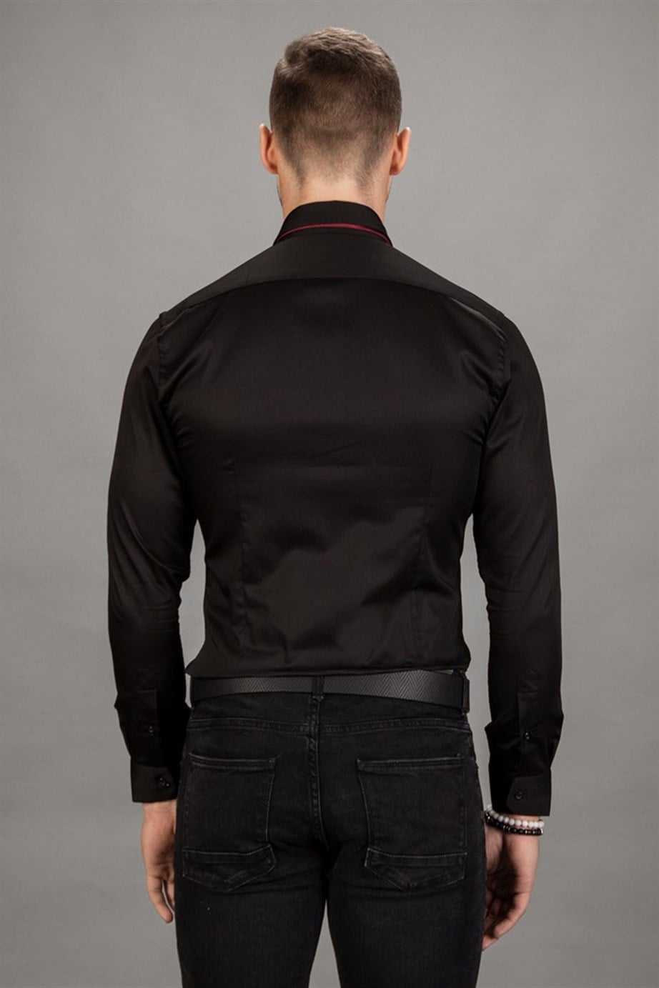 SUPER SLIM FIT LONG SLV COTTON SATIN CIXY  GÖMLEK EXCLUSIVE - PLAIN