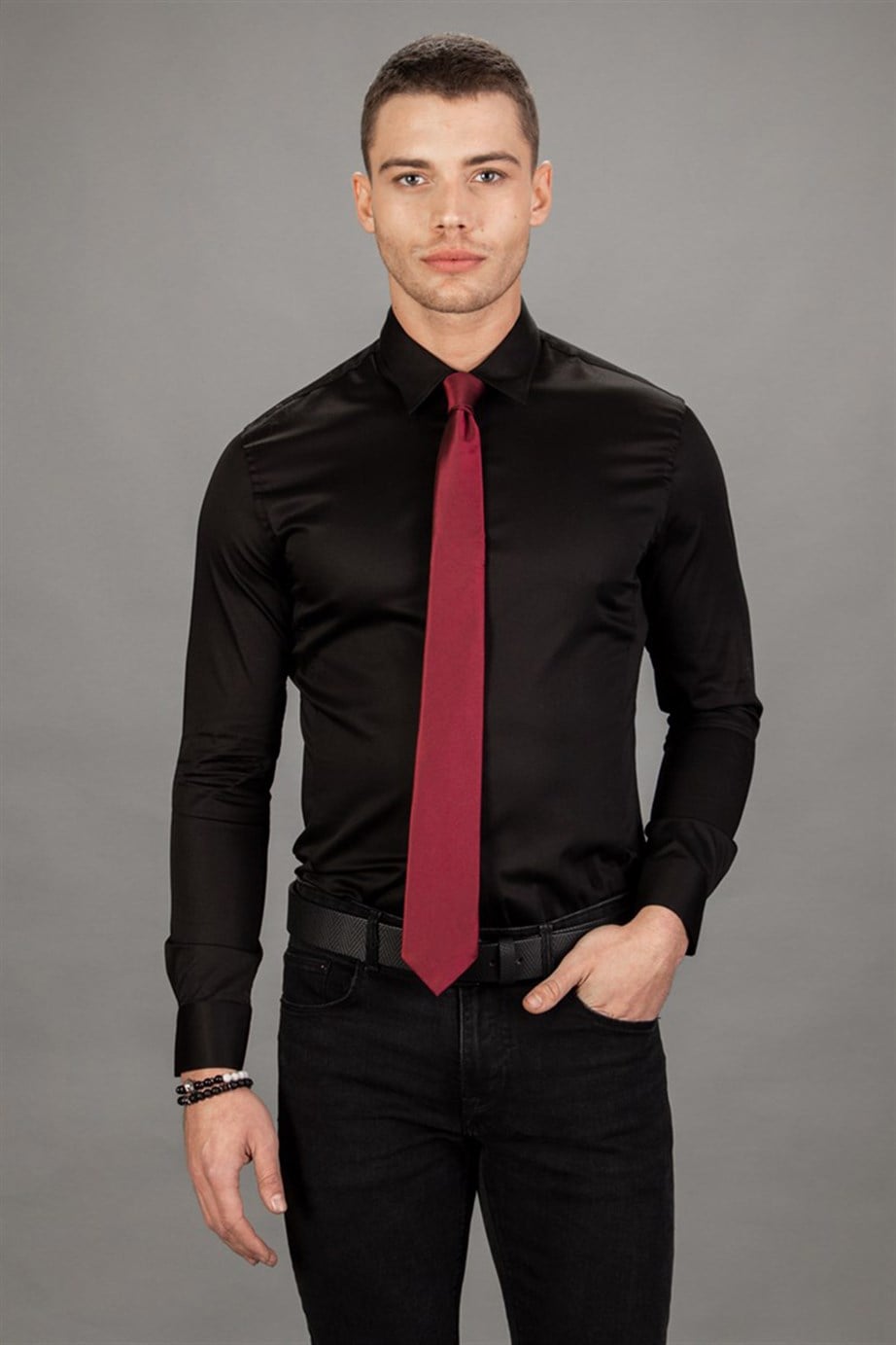 SUPER SLIM FIT LONG SLV COTTON SATIN CIXY  GÖMLEK EXCLUSIVE - PLAIN