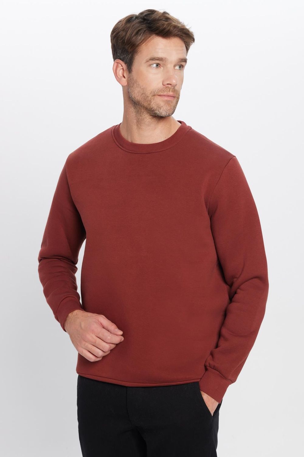 Bisiklet Yaka Basic Unisex Sweatshirt