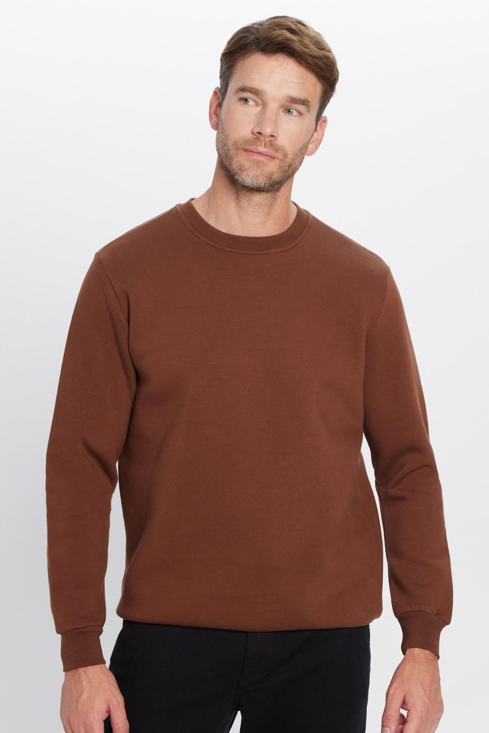 Bisiklet Yaka Basic Unisex Sweatshirt