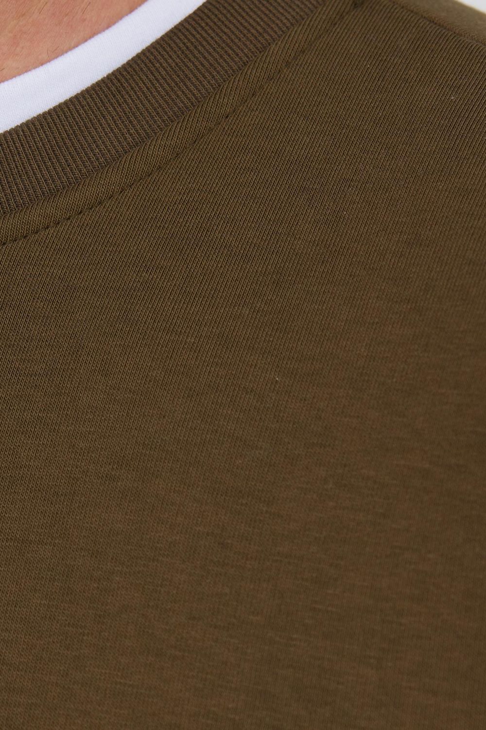 Unisex Relax Fit Rahat Kesim Pamuklu Yumuşak Dokulu İçi Polarlı Yeşil Bisiklet Yaka Sweatshirt