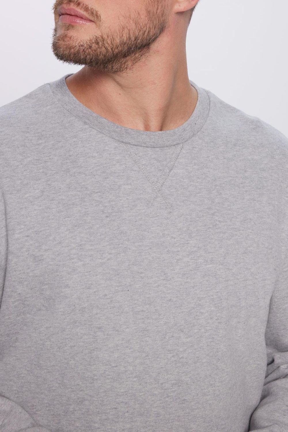 Unisex Relax Fit Rahat Kesim %100 Pamuk Basic Gri Bisiklet Yaka Sweatshirt