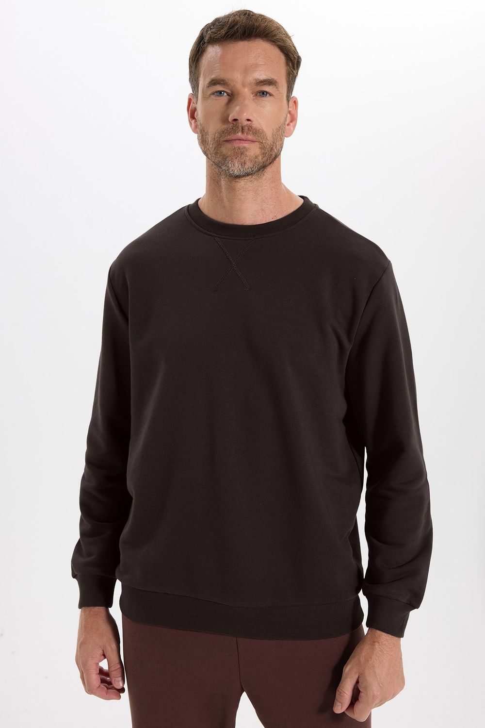 Unisex Oversize Geniş Kesim Pamuk Bisiklet Yaka Basic Sweatshirt