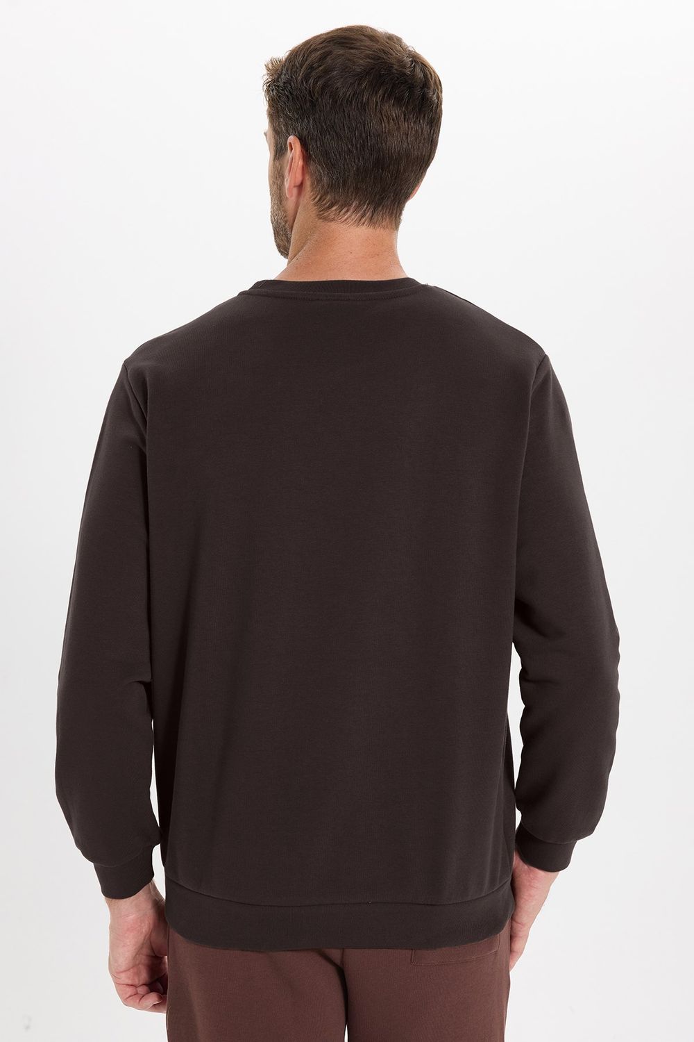 Unisex Oversize Geniş Kesim Pamuk Bisiklet Yaka Basic Sweatshirt
