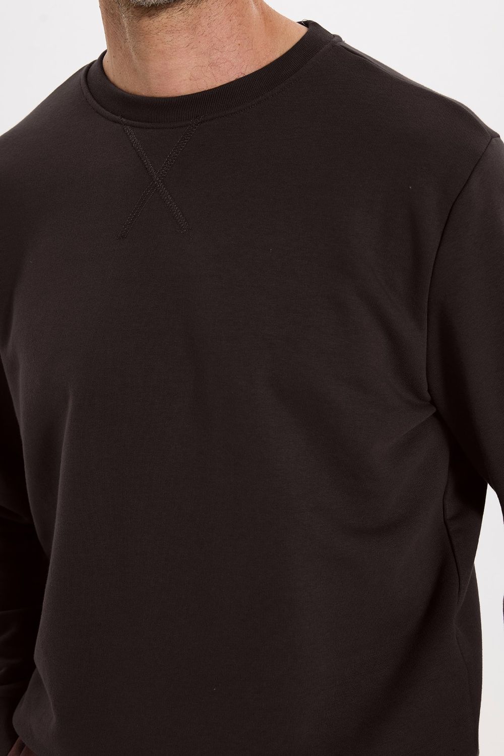 Unisex Oversize Geniş Kesim Pamuk Bisiklet Yaka Basic Sweatshirt