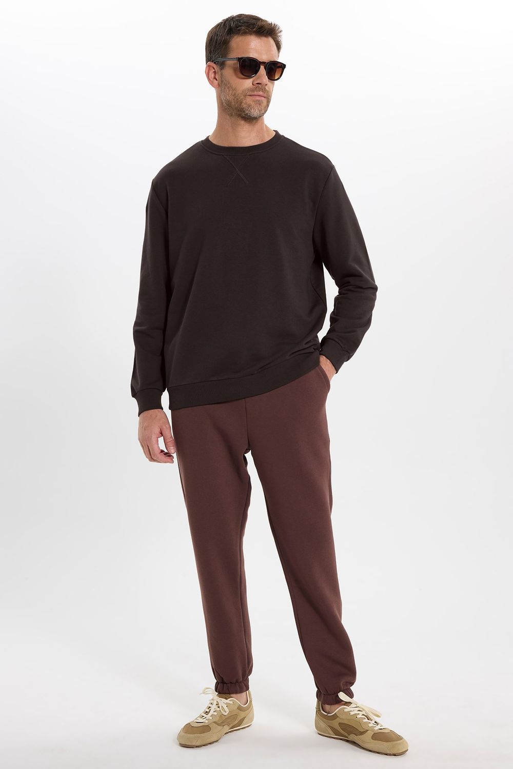 Unisex Oversize Geniş Kesim Pamuk Bisiklet Yaka Basic Sweatshirt