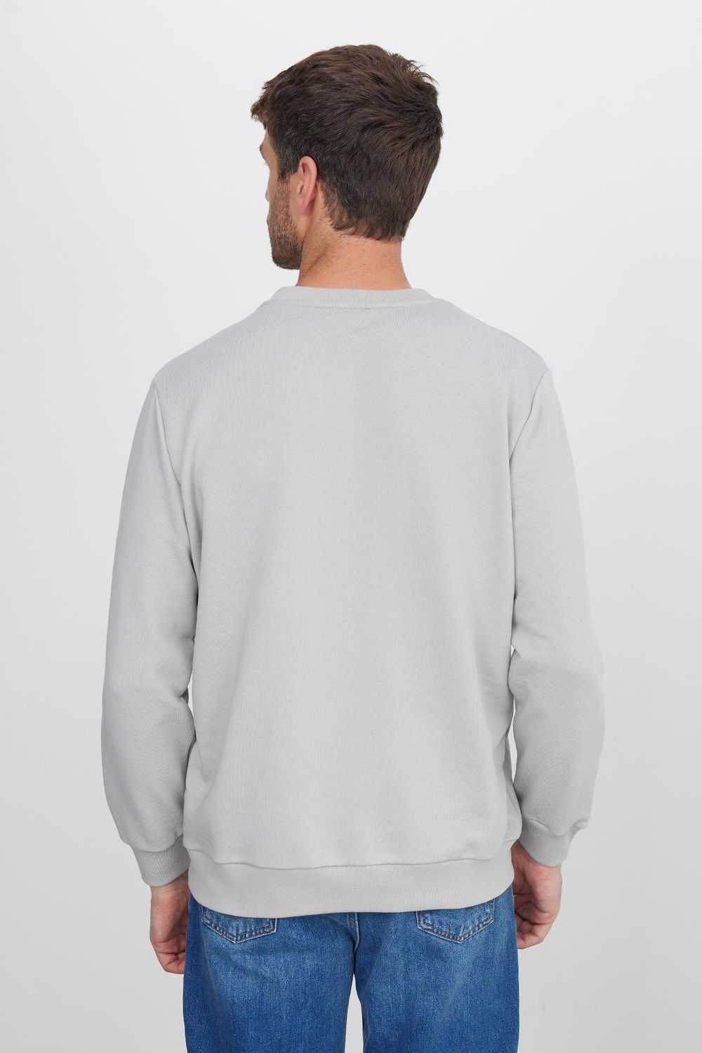 Unisex Relax Fit Rahat Kesim %100 Pamuk Basic Taş Renk Bisiklet Yaka Sweatshirt