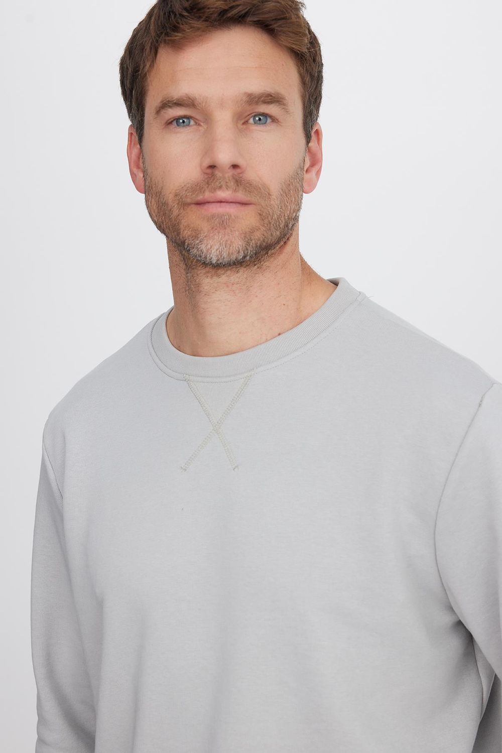 Unisex Relax Fit Rahat Kesim %100 Pamuk Basic Taş Renk Bisiklet Yaka Sweatshirt