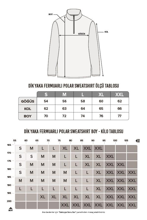 Unisex Standart Fit Anti-pilling Tüylenme Yapmayan Soğuk Geçirmez Gri Dik Bato Yaka Polar Sweatshirt
