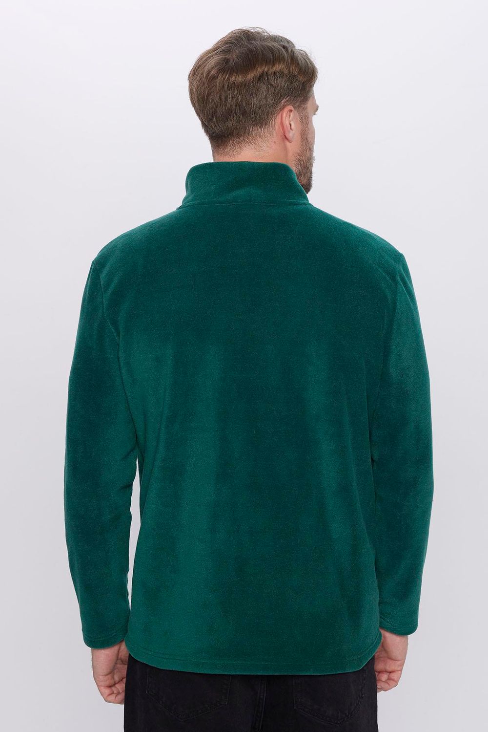 Erkek Dik Yaka Tüylenme Yapmayan Soğuk Geçirmez Standart Fit Rahat Kesim Polar Sweatshirt