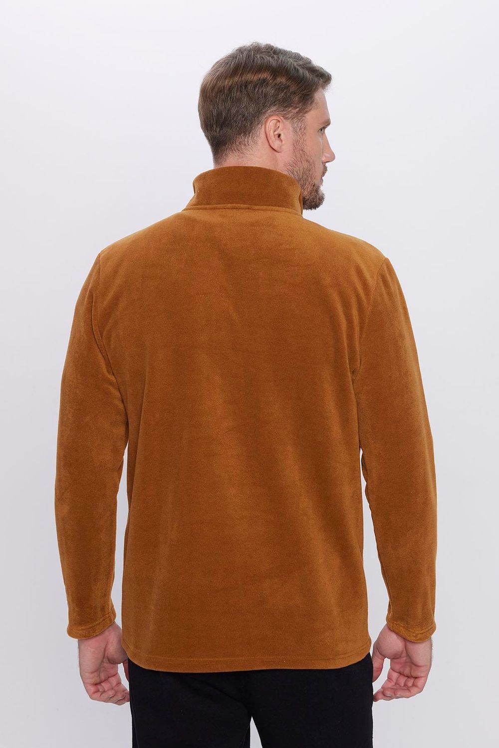 Erkek Dik Yaka Tüylenme Yapmayan Soğuk Geçirmez Standart Fit Rahat Kesim Polar Sweatshirt