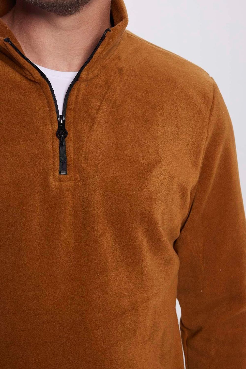 Erkek Dik Yaka Tüylenme Yapmayan Soğuk Geçirmez Standart Fit Rahat Kesim Polar Sweatshirt