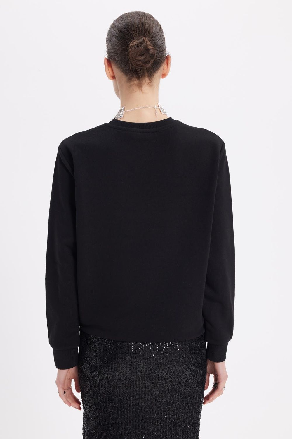 Kadın Oversize Geniş Kesim Pamuk Bisiklet Yaka Basic Sweatshirt