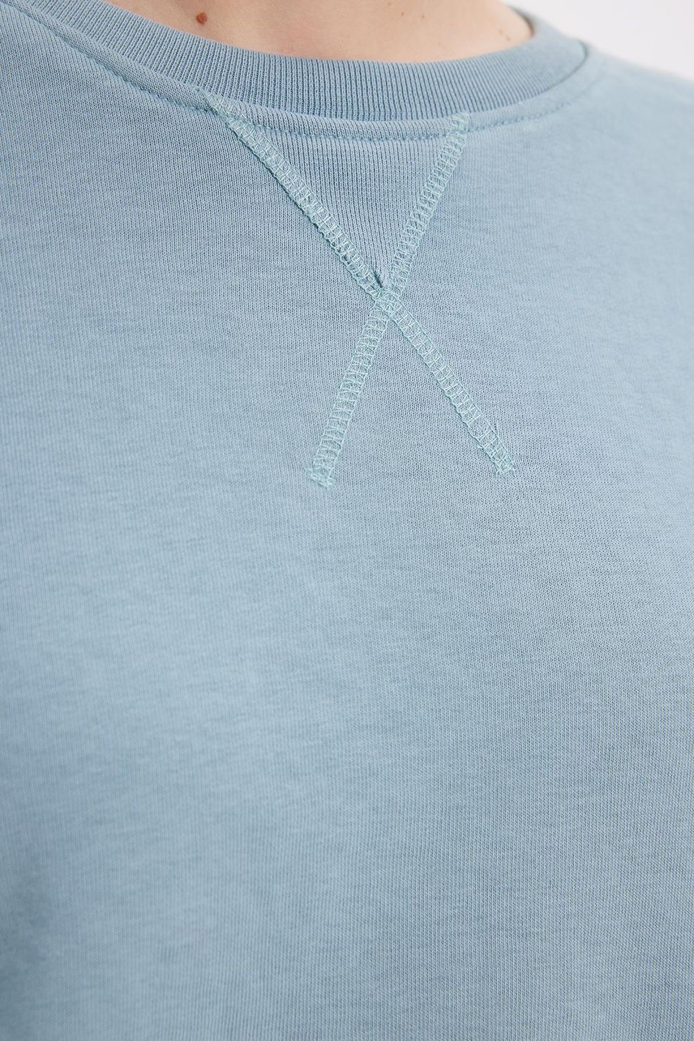 Kadın Oversize Geniş Kesim Pamuk Bisiklet Yaka Basic Sweatshirt