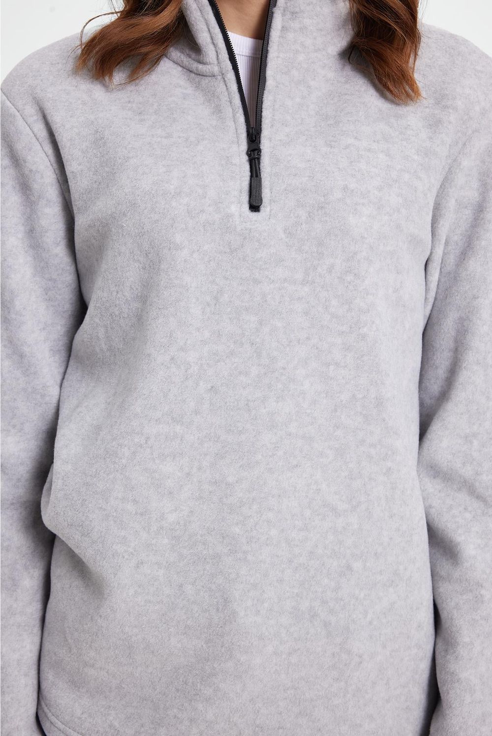 WOMAN POLAR HALF ZIPPER PLAIN ONL
